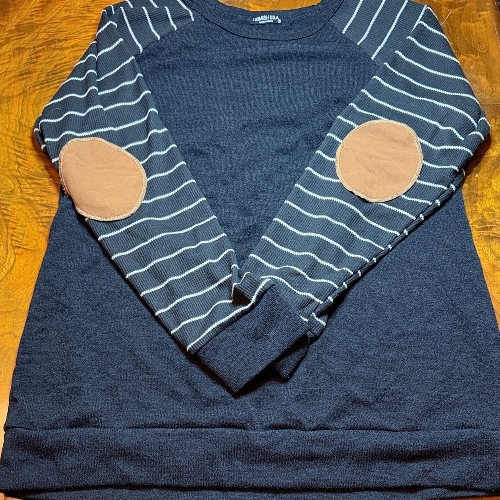 Heimish Striped Sweater with Elbow Patches - Size 1X